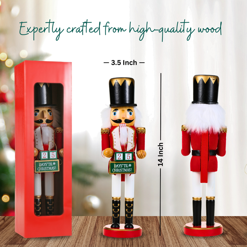 15 Inch Traditional Wooden Nutcracker for Christmas Decorations