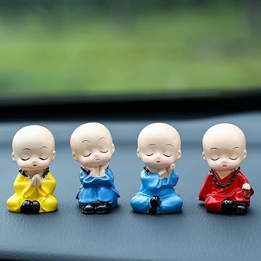 Cute Monk Statue Miniature- Set of 4