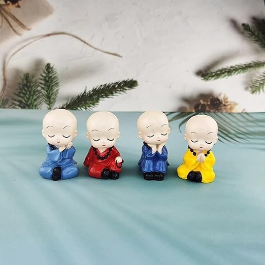 Cute Monk Statue Miniature- Set of 4