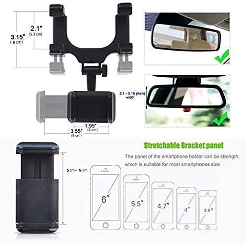 SINT Rear View Mirror Car Mount Bracket, Truck Phone Holder Clip Car Cradle, Smartphone Vehicle Stands for 4.7-6.5 inches Phones | Universal Car Mobile Stand for Rearview and Map View