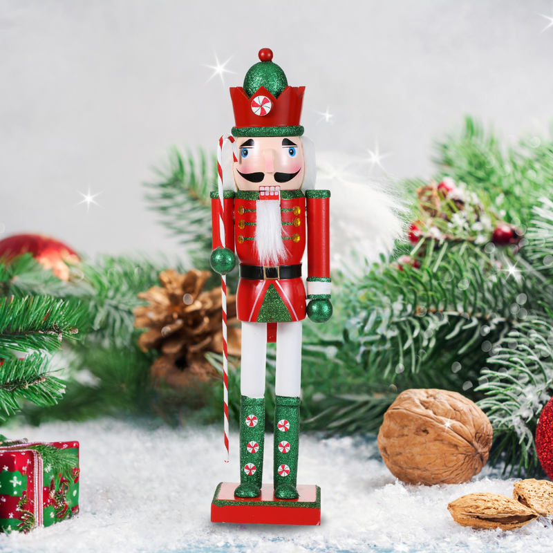 15 Inch Traditional Wooden Nutcracker for Christmas Decorations