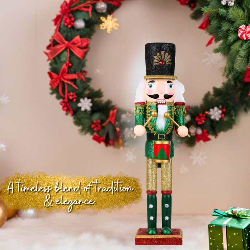 15 Inch Traditional Wooden Nutcracker for Christmas Decorations