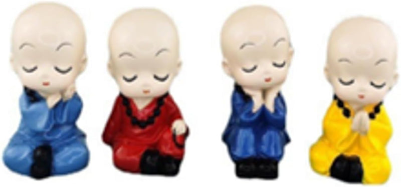 Cute Monk Statue Miniature- Set of 4