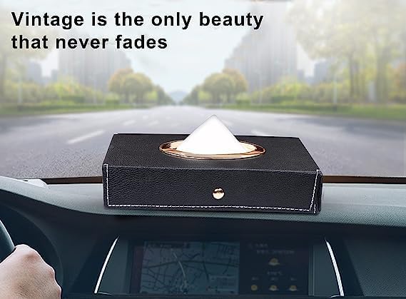 SINT Faux Leather Car Tissue Holder Box, Tissue Paper Box for Car/Home/Office with 100 Tissue Pulls