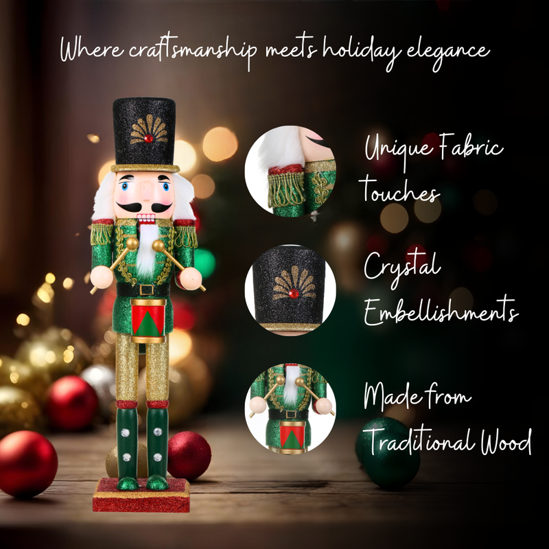 15 Inch Traditional Wooden Nutcracker for Christmas Decorations