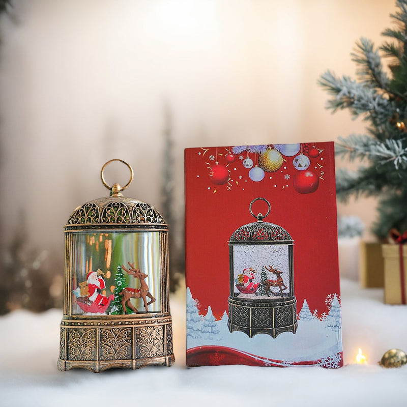 SINT Christmas Vintage Snow Globe Lantern (Santa on Sleigh)