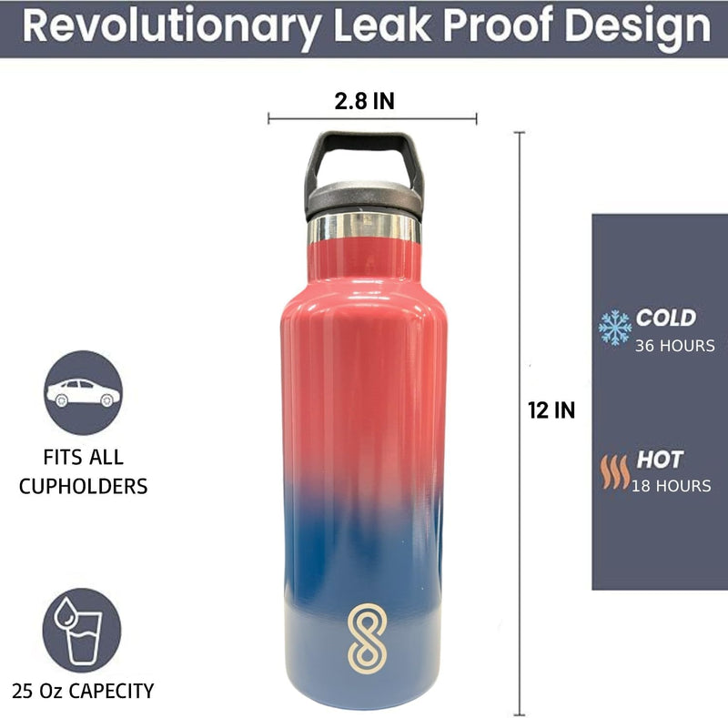 Water Bottle - 25 Oz, Leak Proof - Stainless Steel