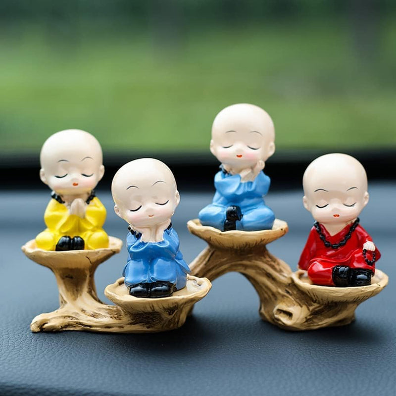 Cute Monk Statue Miniature- Set of 4