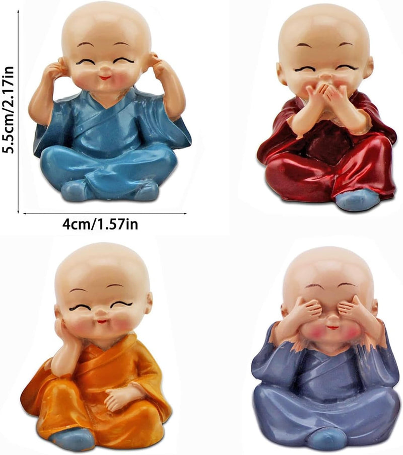 Cute Monk Statue Miniature- Set of 4