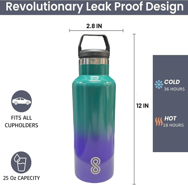 Water Bottle - 25 Oz, Leak Proof - Stainless Steel