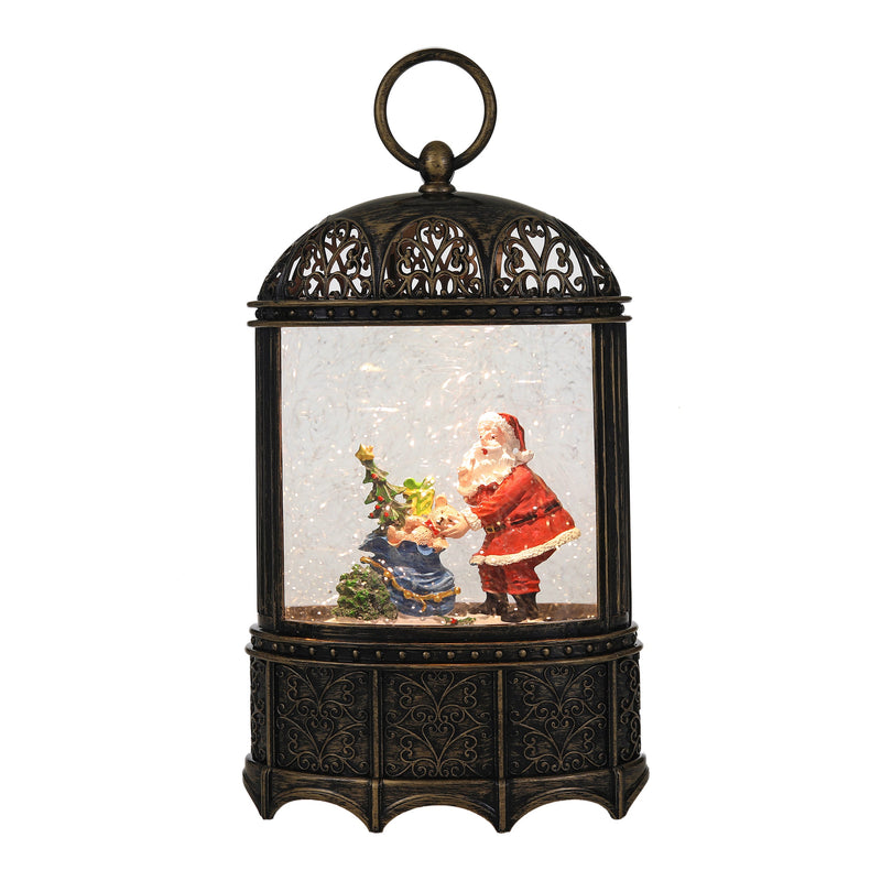 Christmas Vintage Snow Globe Lantern (Santa Claus with Teddy and Gift)