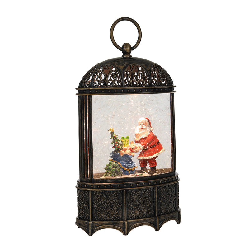 Christmas Vintage Snow Globe Lantern (Santa Claus with Teddy and Gift)