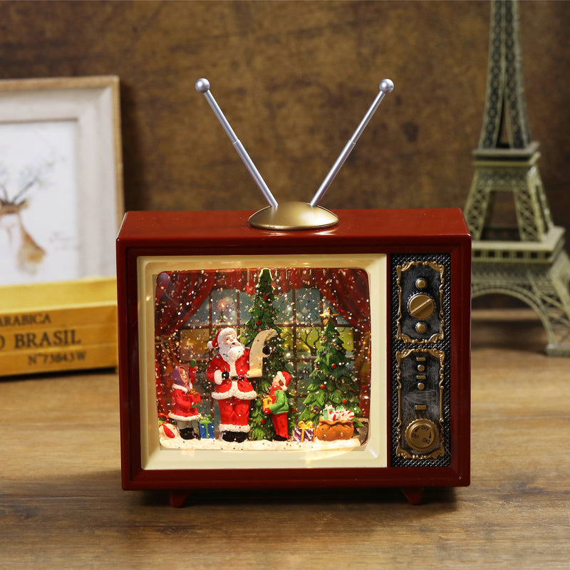 Christmas Musical Retro Style TV Snow Globe Lantern