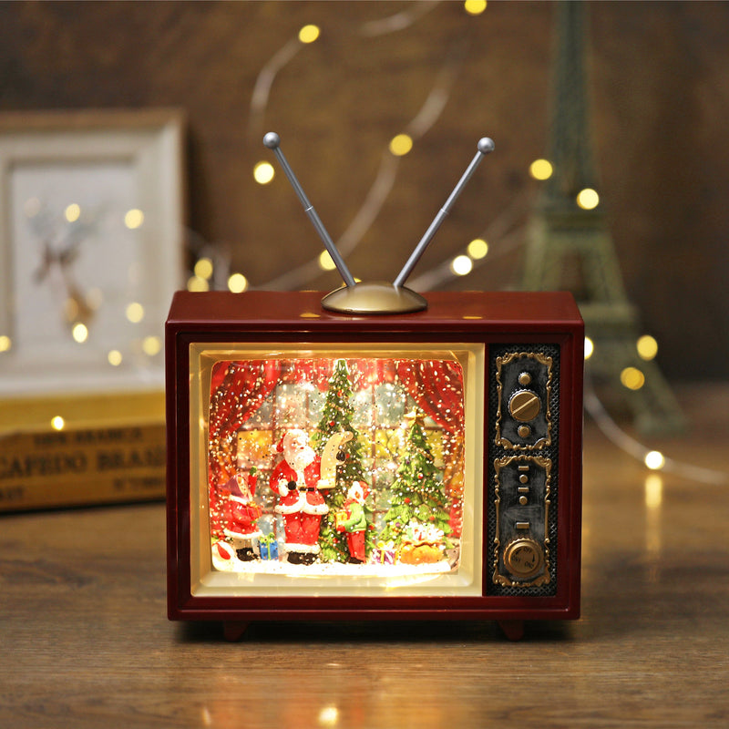 Christmas Musical Retro Style TV Snow Globe Lantern