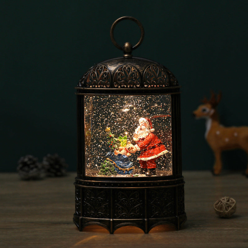 Christmas Vintage Snow Globe Lantern (Santa Claus with Teddy and Gift)