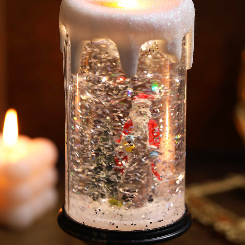 Christmas Musical Lighted Snow Globe Candlestick Lantern