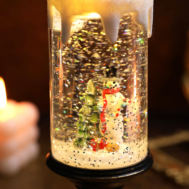 Christmas Musical Lighted Snow Globe Candlestick Lantern