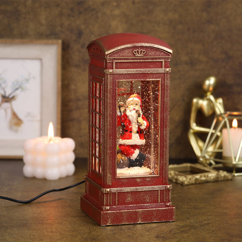 Christmas Musical Phone Booth Snow Globe for Christmas Decoration