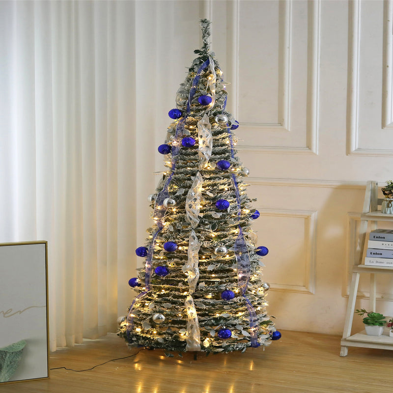 6ft Artificial Pre-Decorated Lighted Popup Christmas Tree