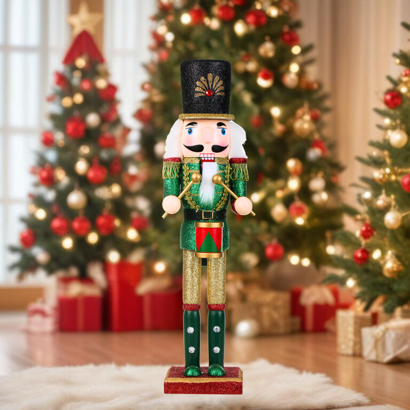 15 Inch Traditional Wooden Nutcracker for Christmas Decorations