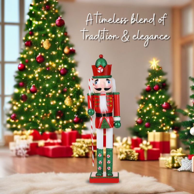 15 Inch Traditional Wooden Nutcracker for Christmas Decorations