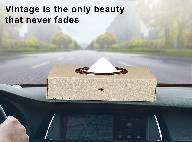 SINT Faux Leather Car Tissue Holder Box, Tissue Paper Box for Car/Home/Office with 100 Tissue Pulls