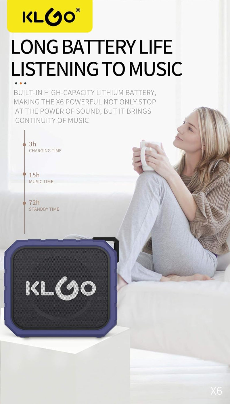 KLGO Bluetooth Stereo Sound Waterproof Speakers