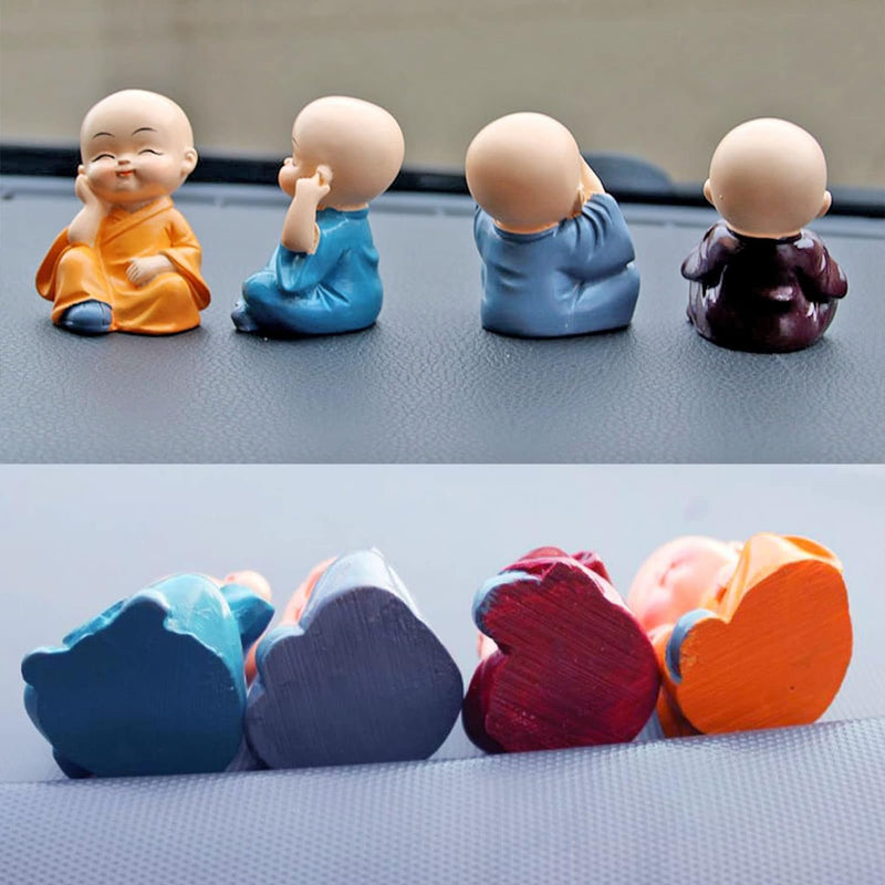 Cute Monk Statue Miniature- Set of 4