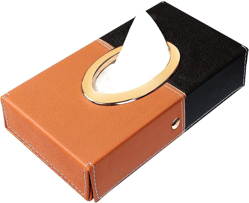 SINT Faux Leather Car Tissue Holder Box, Tissue Paper Box for Car/Home/Office with 100 Tissue Pulls