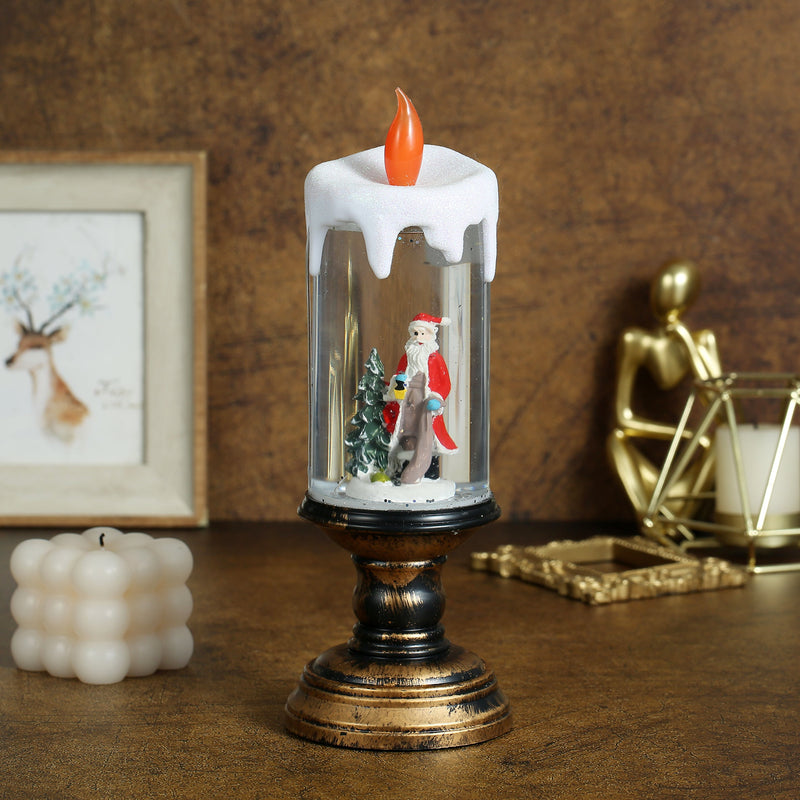 Christmas Musical Lighted Snow Globe Candlestick Lantern