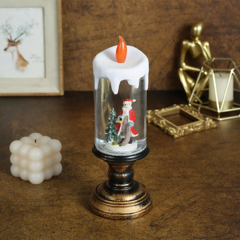 Christmas Musical Lighted Snow Globe Candlestick Lantern