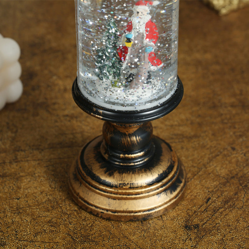 Christmas Musical Lighted Snow Globe Candlestick Lantern