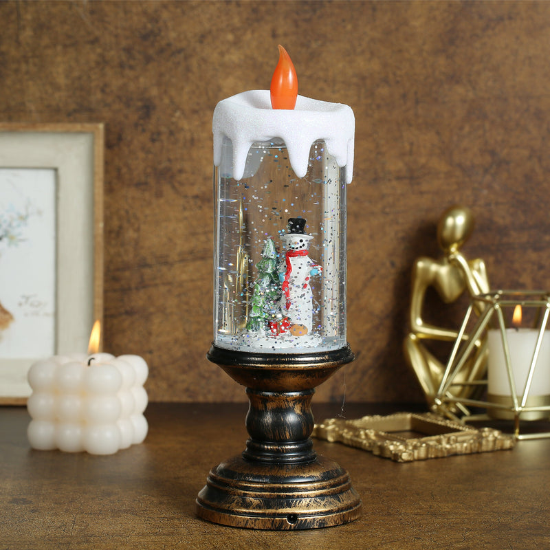 Christmas Musical Lighted Snow Globe Candlestick Lantern