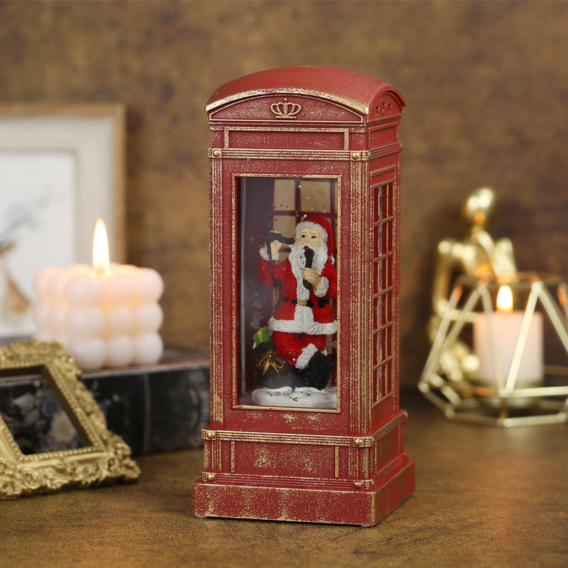 Christmas Musical Phone Booth Snow Globe for Christmas Decoration