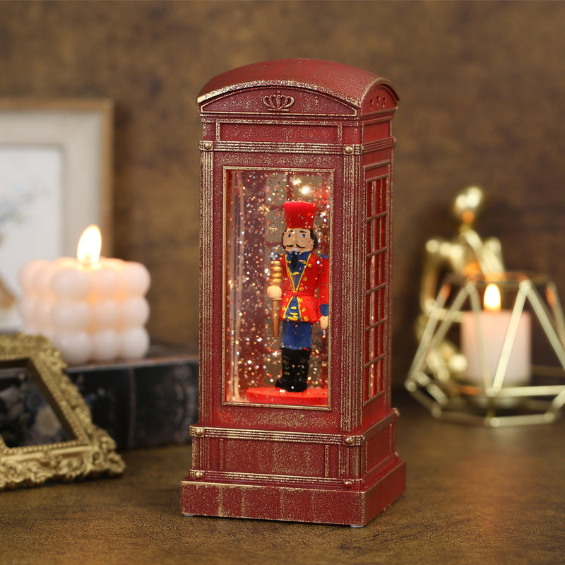 Christmas Musical Phone Booth Snow Globe for Christmas Decoration