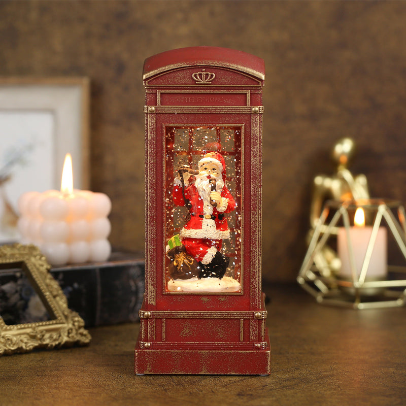 Christmas Musical Phone Booth Snow Globe for Christmas Decoration