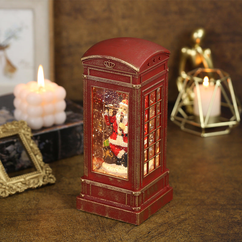 Christmas Musical Phone Booth Snow Globe for Christmas Decoration