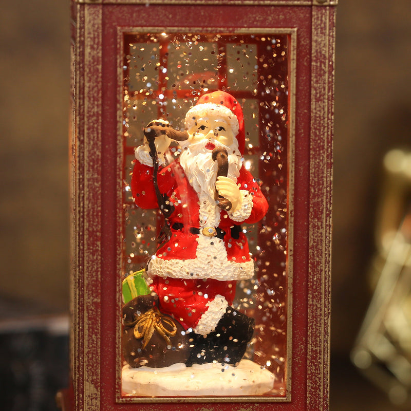 Christmas Musical Phone Booth Snow Globe for Christmas Decoration