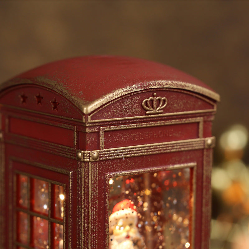 Christmas Musical Phone Booth Snow Globe for Christmas Decoration