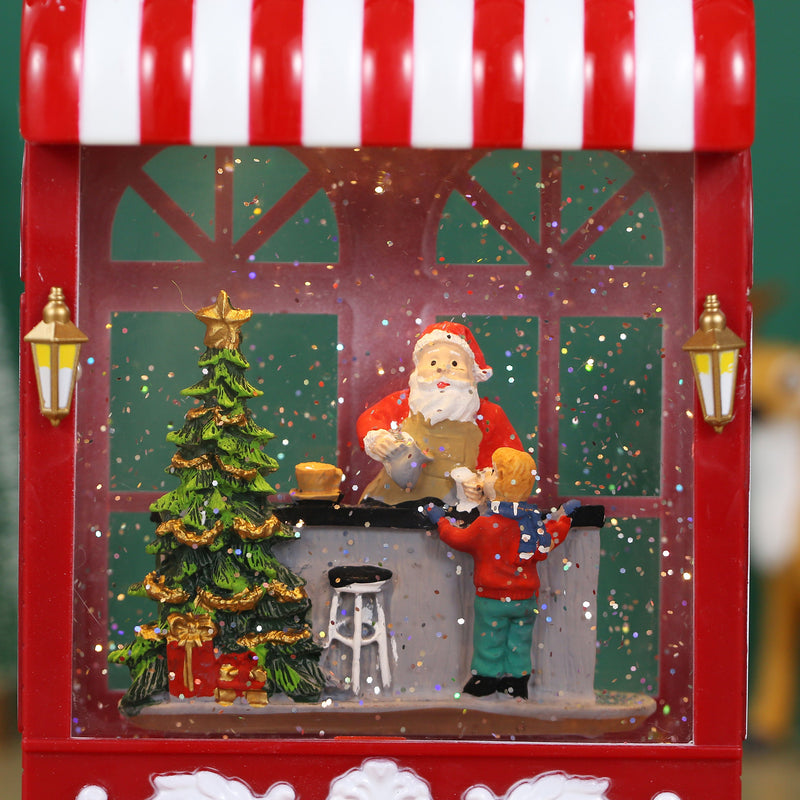 Christmas Musical Coffee Shop Shap Snow Globe for Christmas Decoration