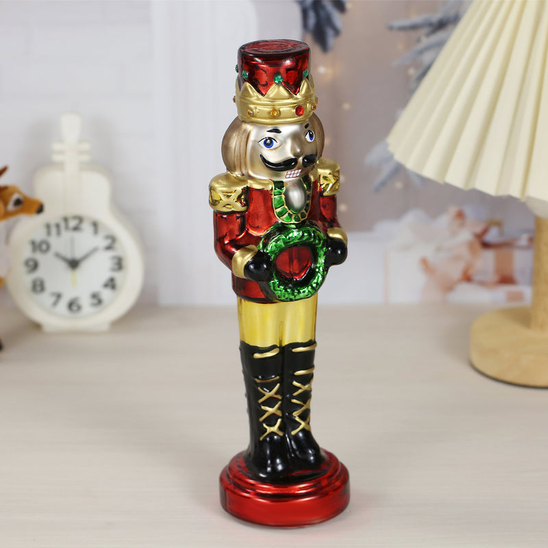 Red Color Glass Lightup Nutcrackers for Christmas Decoration