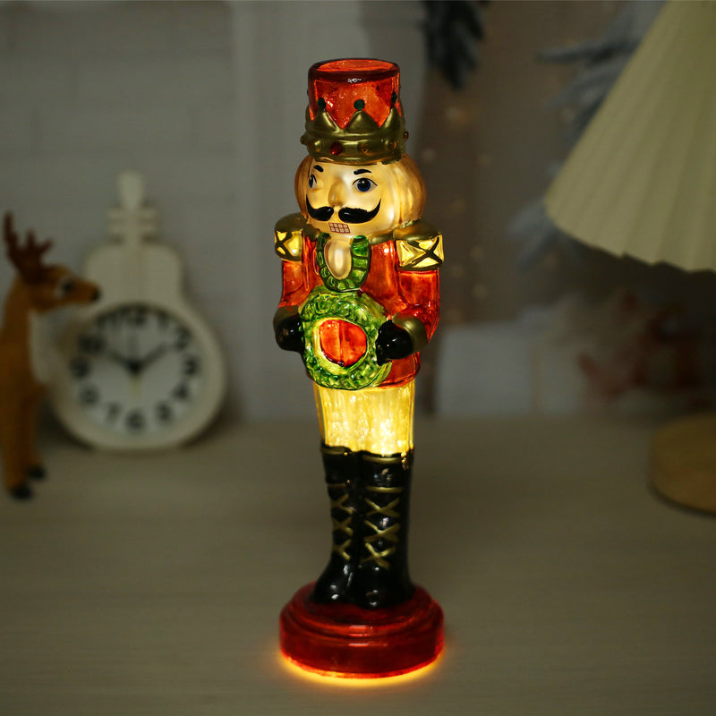 Red Color Glass Lightup Nutcrackers for Christmas Decoration