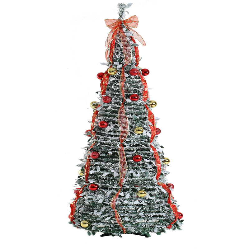 6ft Artificial Pre-Decorated Lighted Popup Christmas Tree