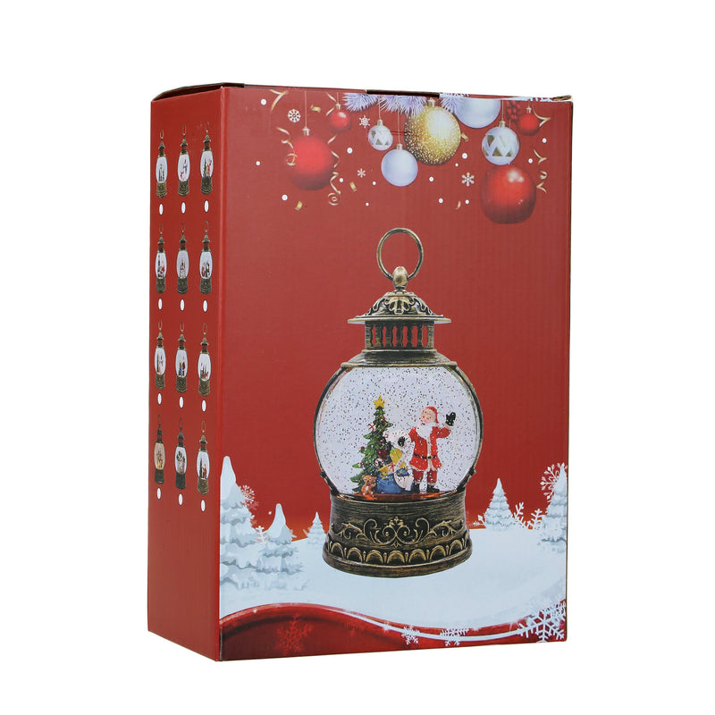 Christmas Vintage Snow Globe Lantern (Santa Claus with Teddy and Gift)