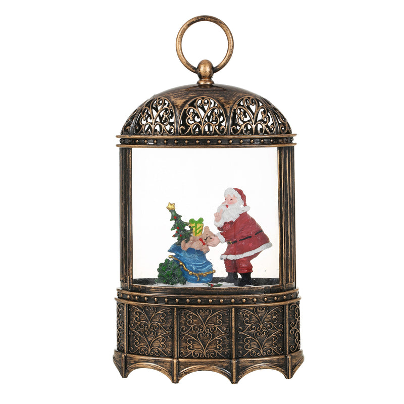 SINT Christmas Vintage Snow Globe Lantern (Santa Claus with Teddy and Gift)