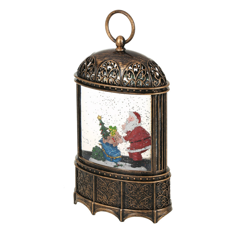 SINT Christmas Vintage Snow Globe Lantern (Santa Claus with Teddy and Gift)