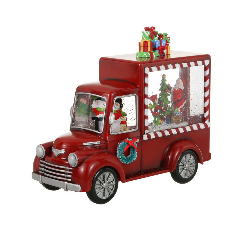 SINT Christmas Red Gift Truck Snow Globe Lantern