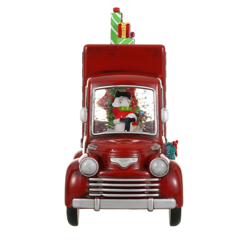 Christmas Red Gift Truck Snow Globe Lantern