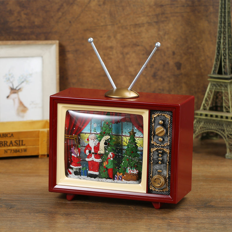 Christmas Musical Retro Style TV Snow Globe Lantern