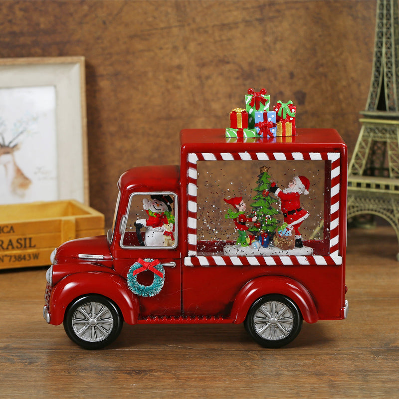 Christmas Red Gift Truck Snow Globe Lantern